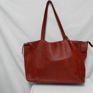 Urban Artisan Leather red X-Large tote bag purse weekender Unstructured zip top